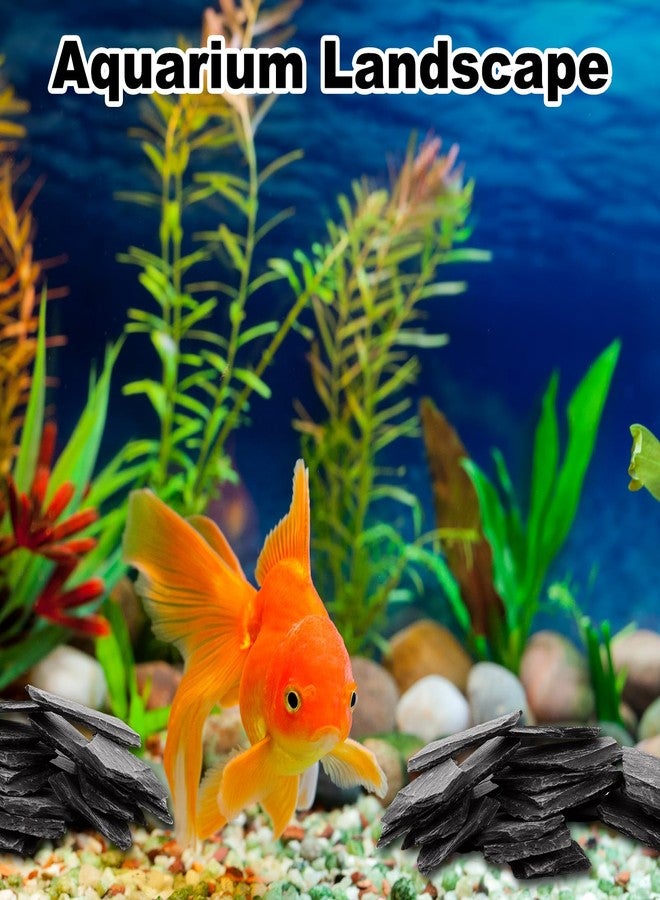 صخور أردواز طبيعية من MUXHEL، مقاس 3 إلى 5 بوصات، للزواحف (4 كجم / 8.8 رطل)، أحجار أردواز متعادلة الحموضة، صخور سوداء لأحواض الزواحف لتزيين الأحواض المائية وتنسيق الحدائق. - Image 5